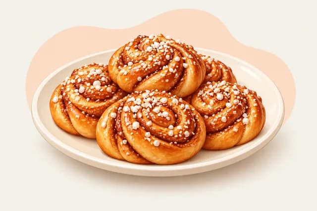 Illustration av kanelbullar med pärlsocker