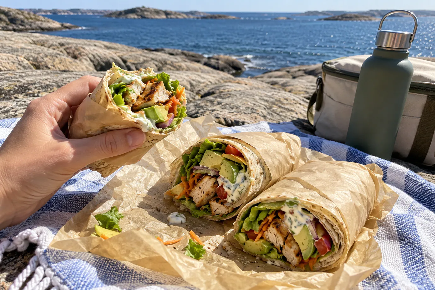 Wraps med kyckling, avokado och yoghurtsås