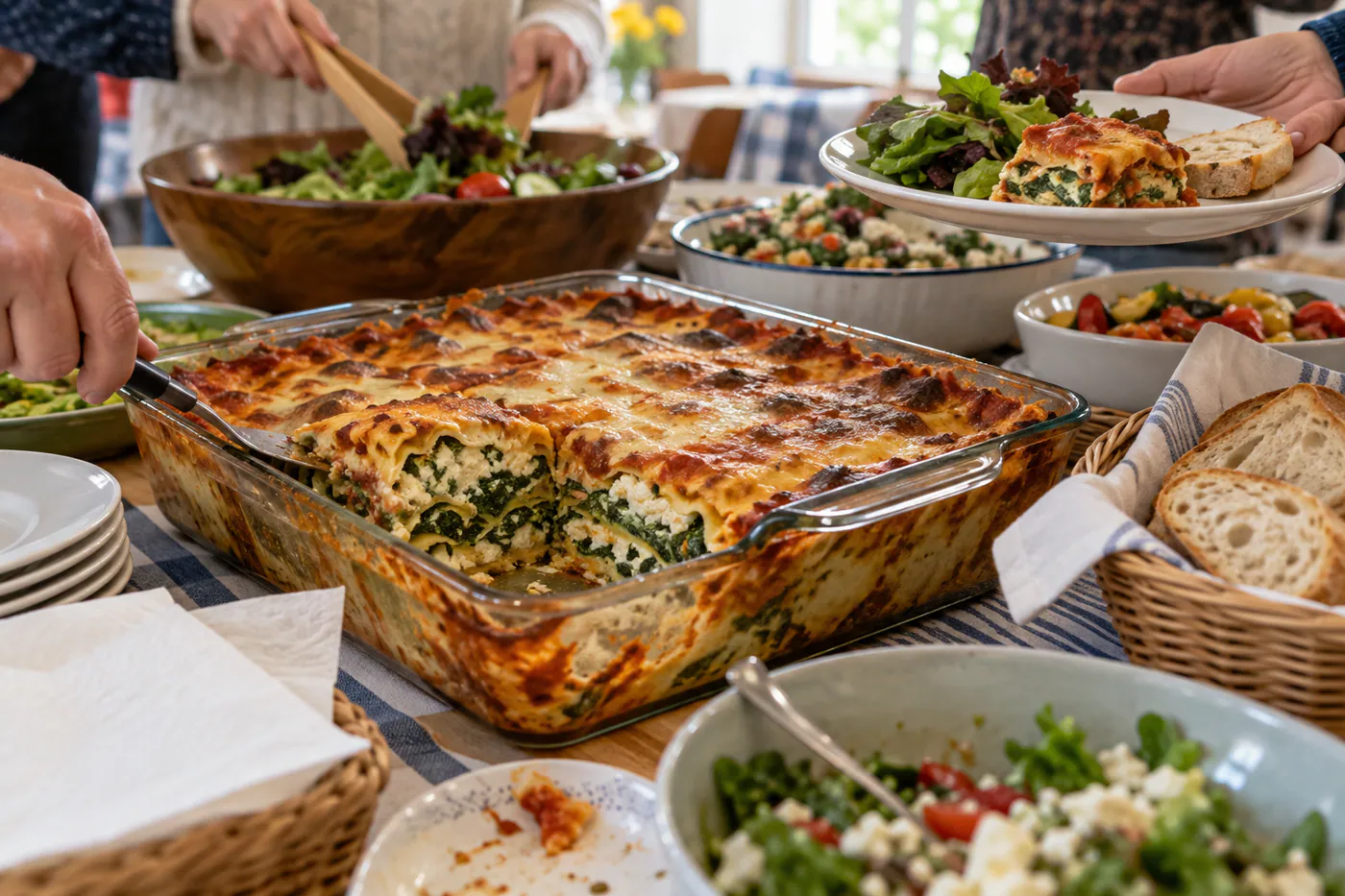 Vegetarisk lasagne med spenat och ricotta