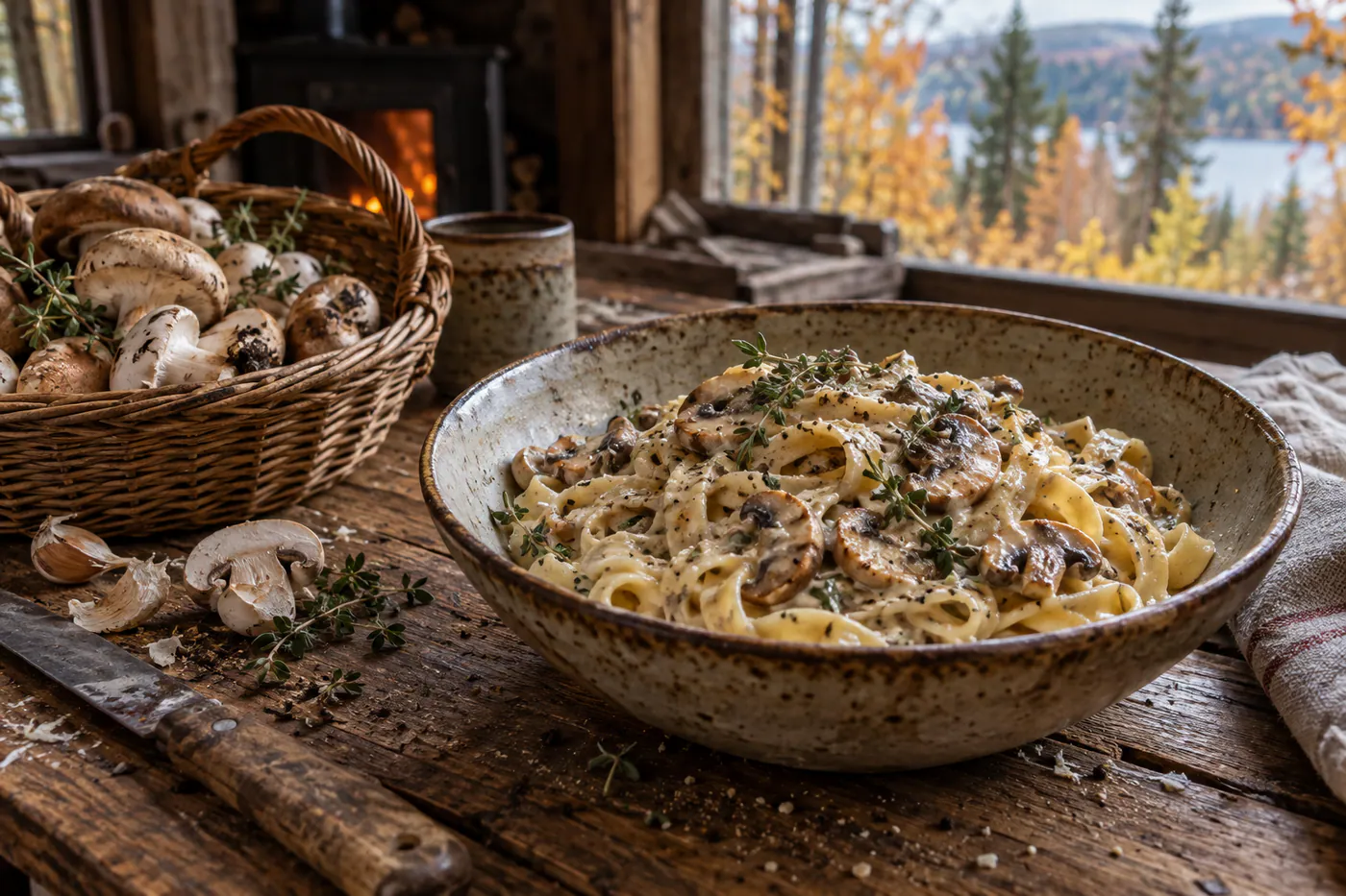 Pasta med svampsås