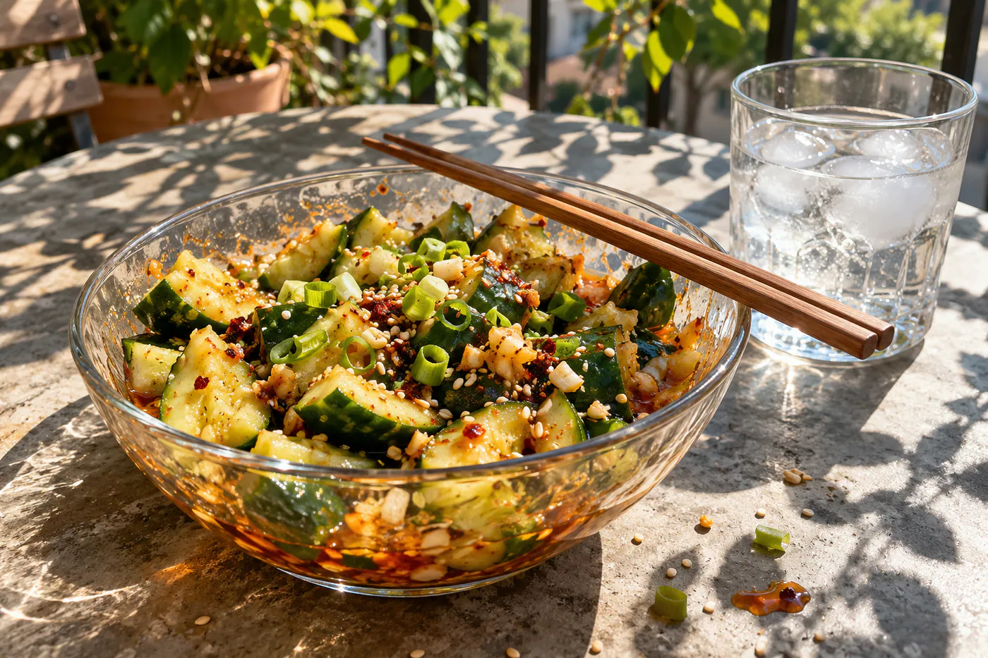 Asiatisk gurksallad med sesam och chili