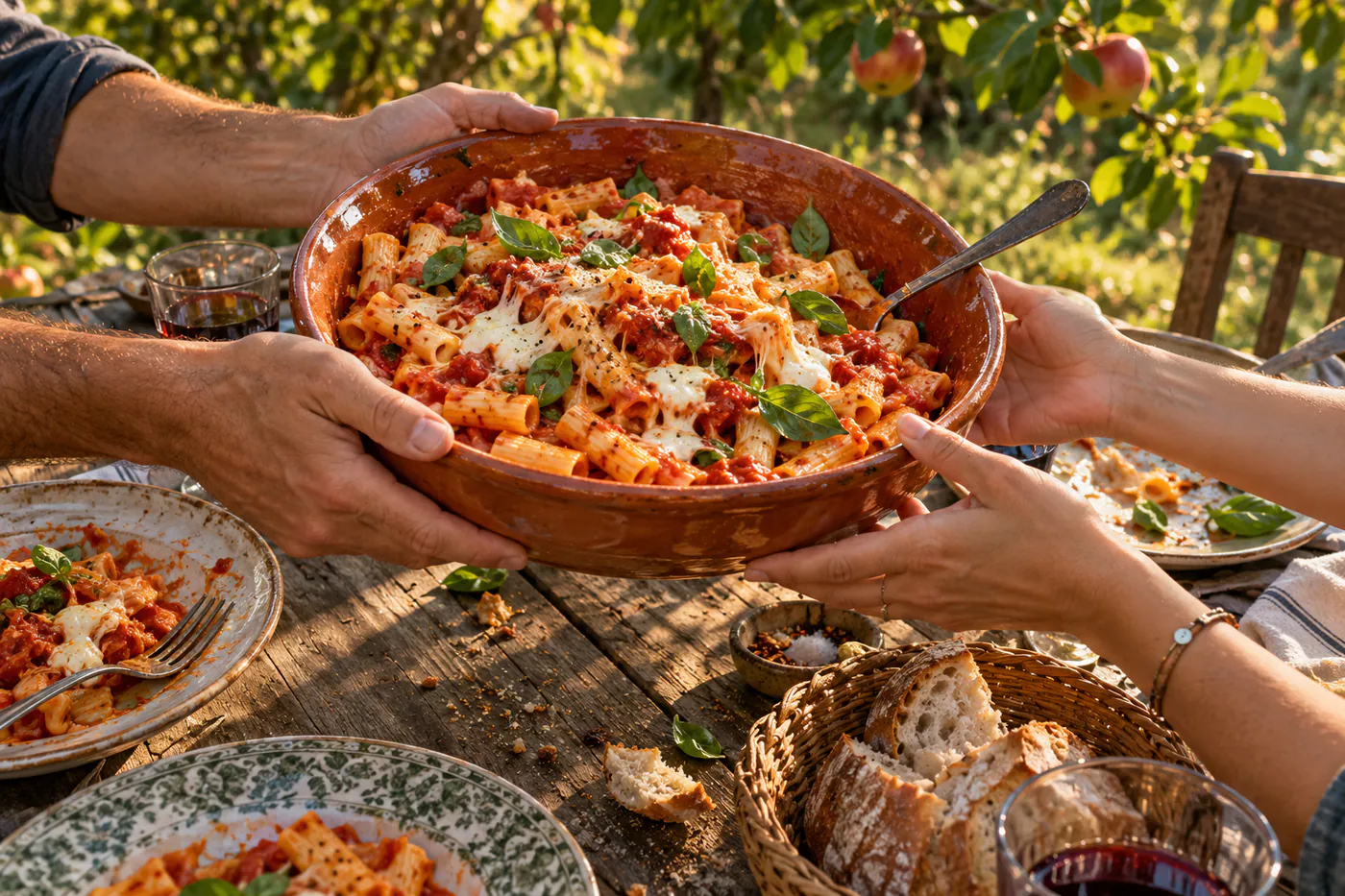 Pasta med snabb tomatsås och mozzarella